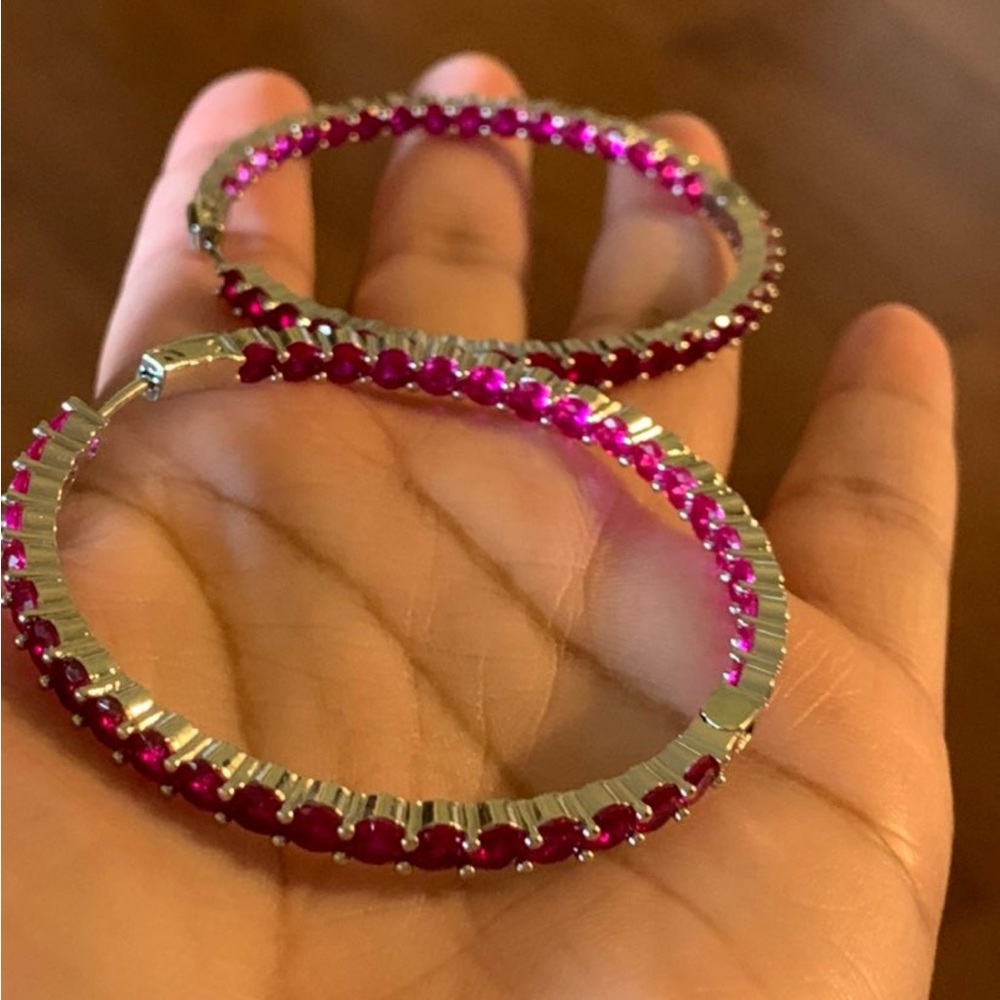 Ruby Big Inside Out Hoop Earring - image 4